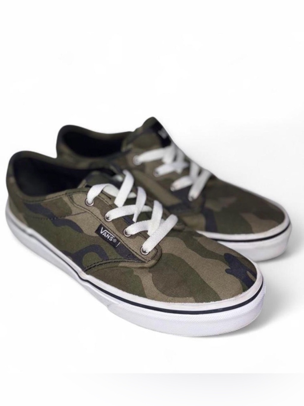 Vans Kids' Camo Canvas Lace-Up Sneakers - Green size 4.5
